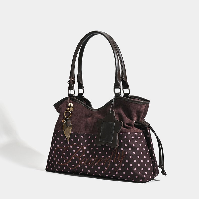 Trendy Niche Design Deerskin Polka Dot Tote Bag Versatile Large Capacity Commuter Handbag Shoulder Underarm Bag - Image 4